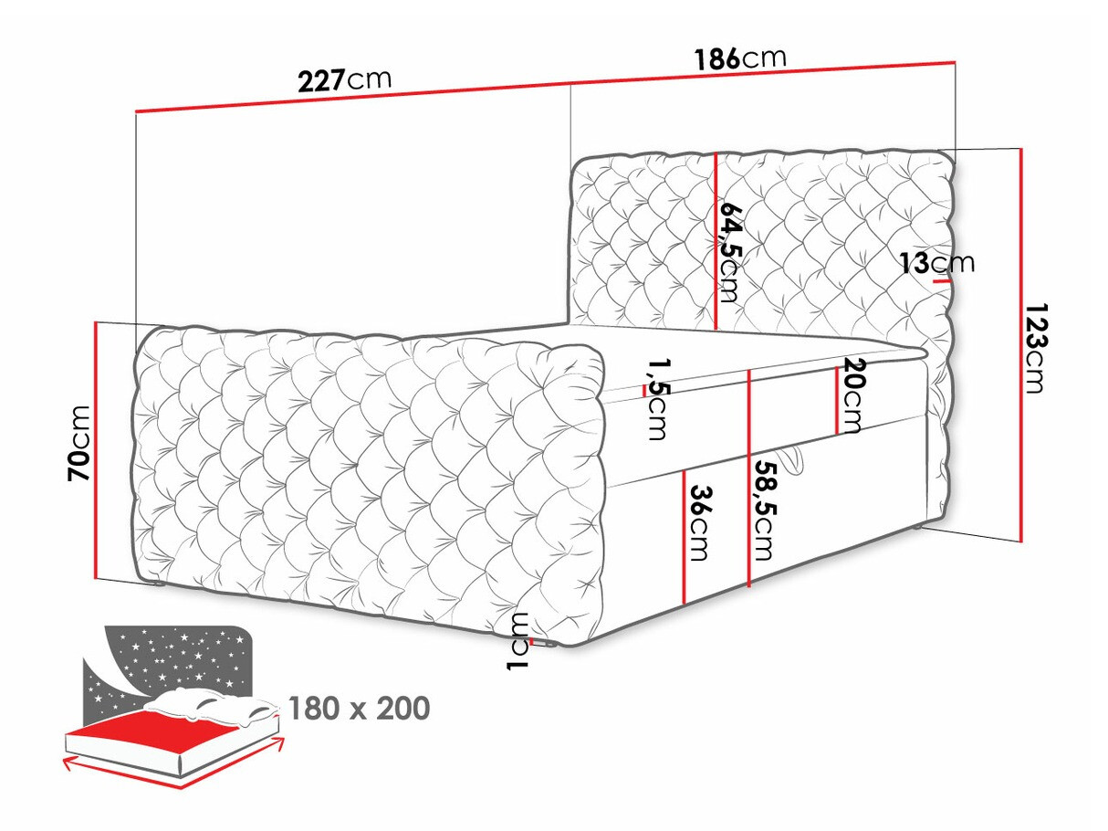 Continental bed Lac I (Velluto 20)