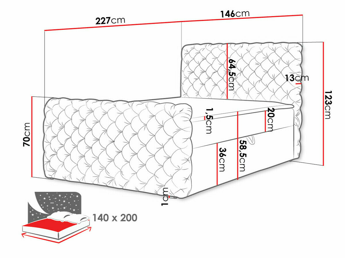 Continental bed Lac I (Velluto 30)