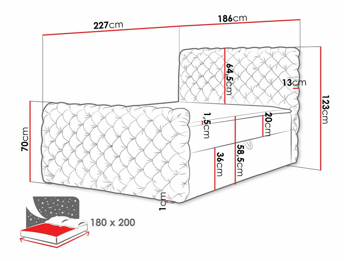 Continental bed Lac I (Velluto 30)