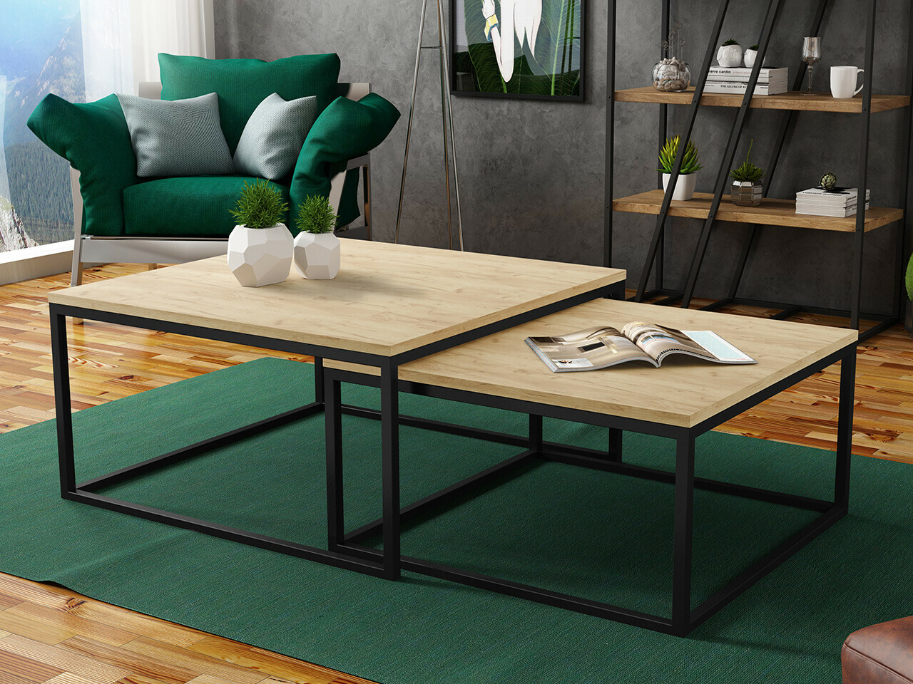 Coffee table set Oswego 101 (Craft oak + Black)