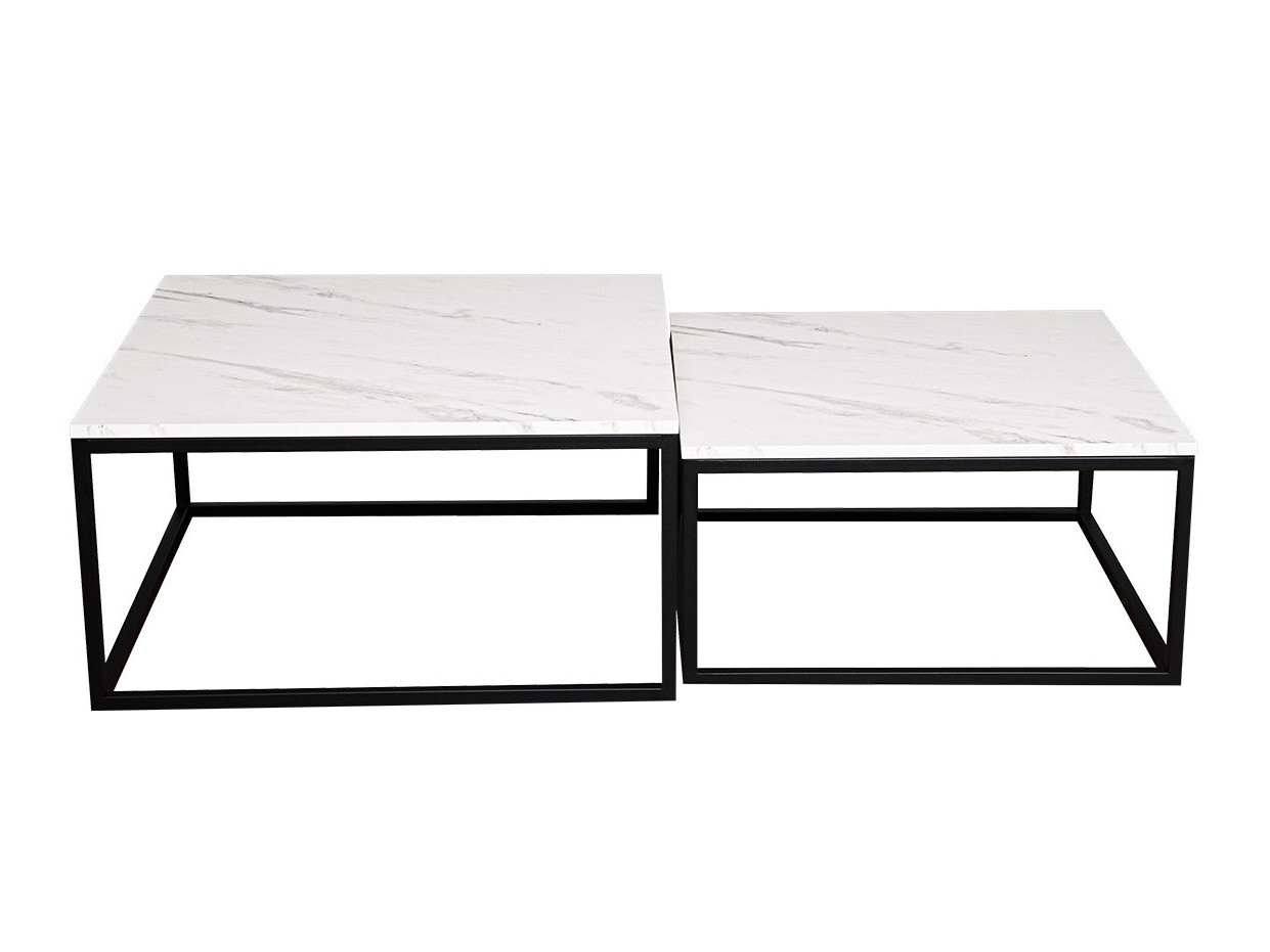 Coffee table set Oswego 101 (White marble + Black)