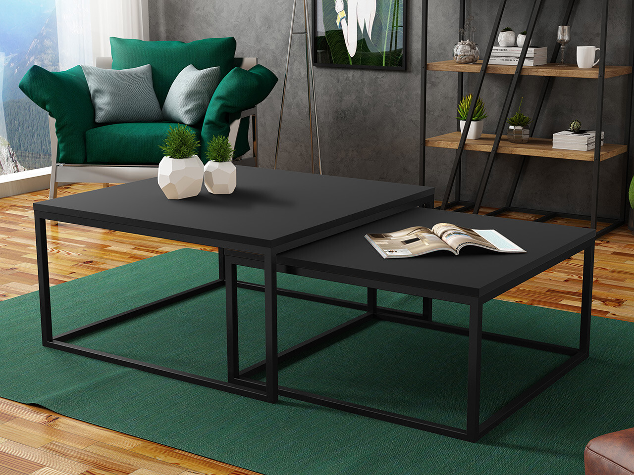 Nest of coffee tables Oswego 101 (Black)