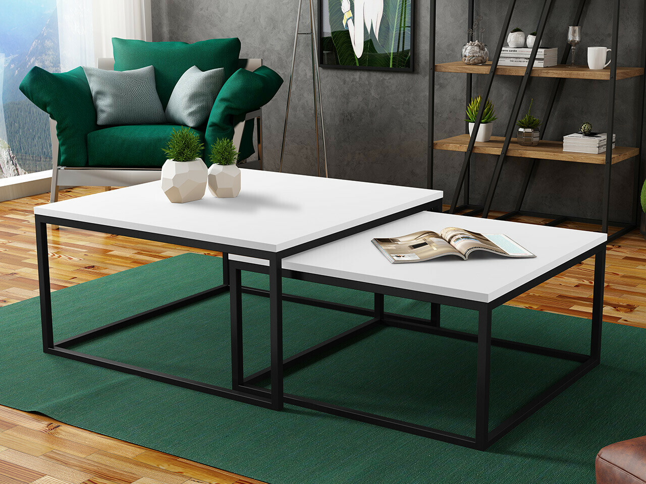 Nest of coffee tables Oswego 101 (White + Black)