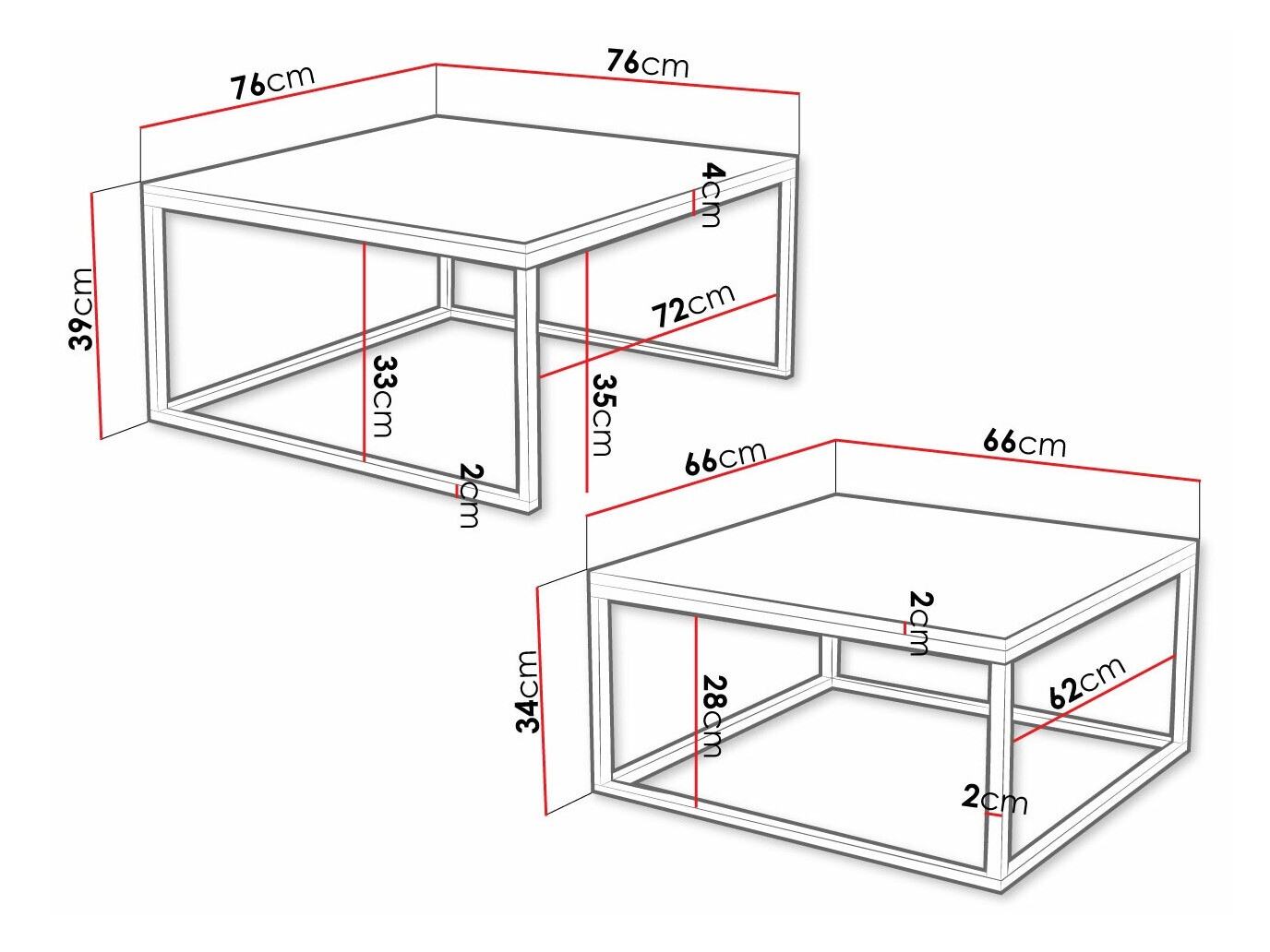 Nest of coffee tables Oswego 101 (White marble + Black)