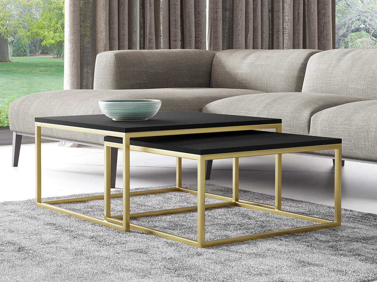 Nest of coffee tables Oswego 102 (Black + Golden)