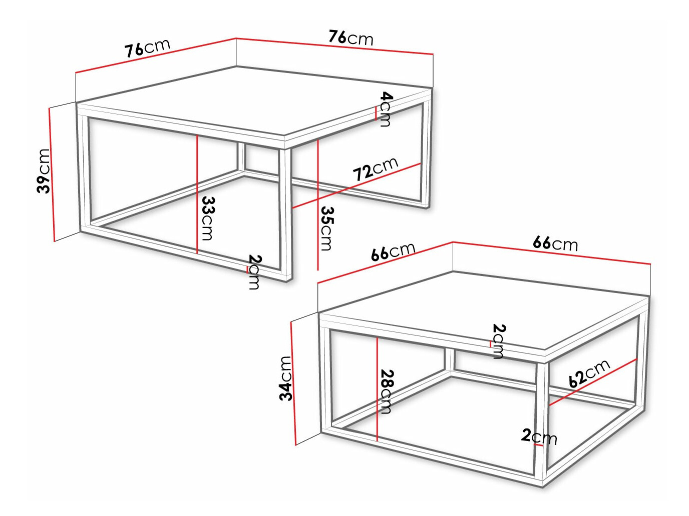 Nest of coffee tables Oswego 102 (Black + Golden)