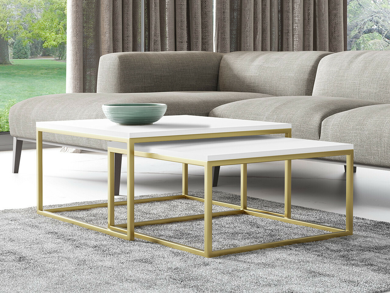 Nest of coffee tables Oswego 102 (White + Golden)