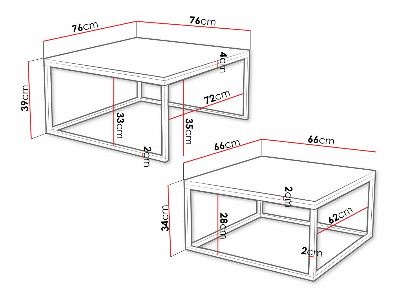 Nest of coffee tables Oswego 102 (White + Golden)