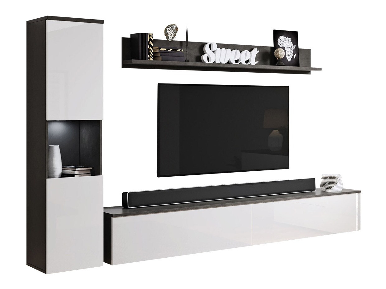 Living room set Sarasota 130 (Dark grey + Glossy white)