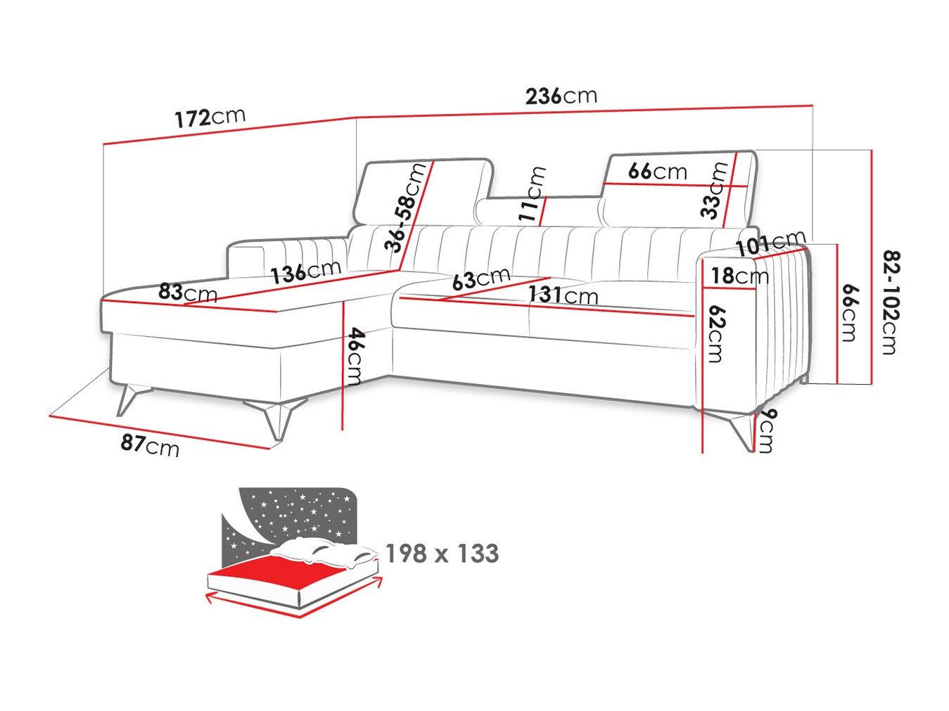 Corner sofa Columbus 191 (Poso 02)