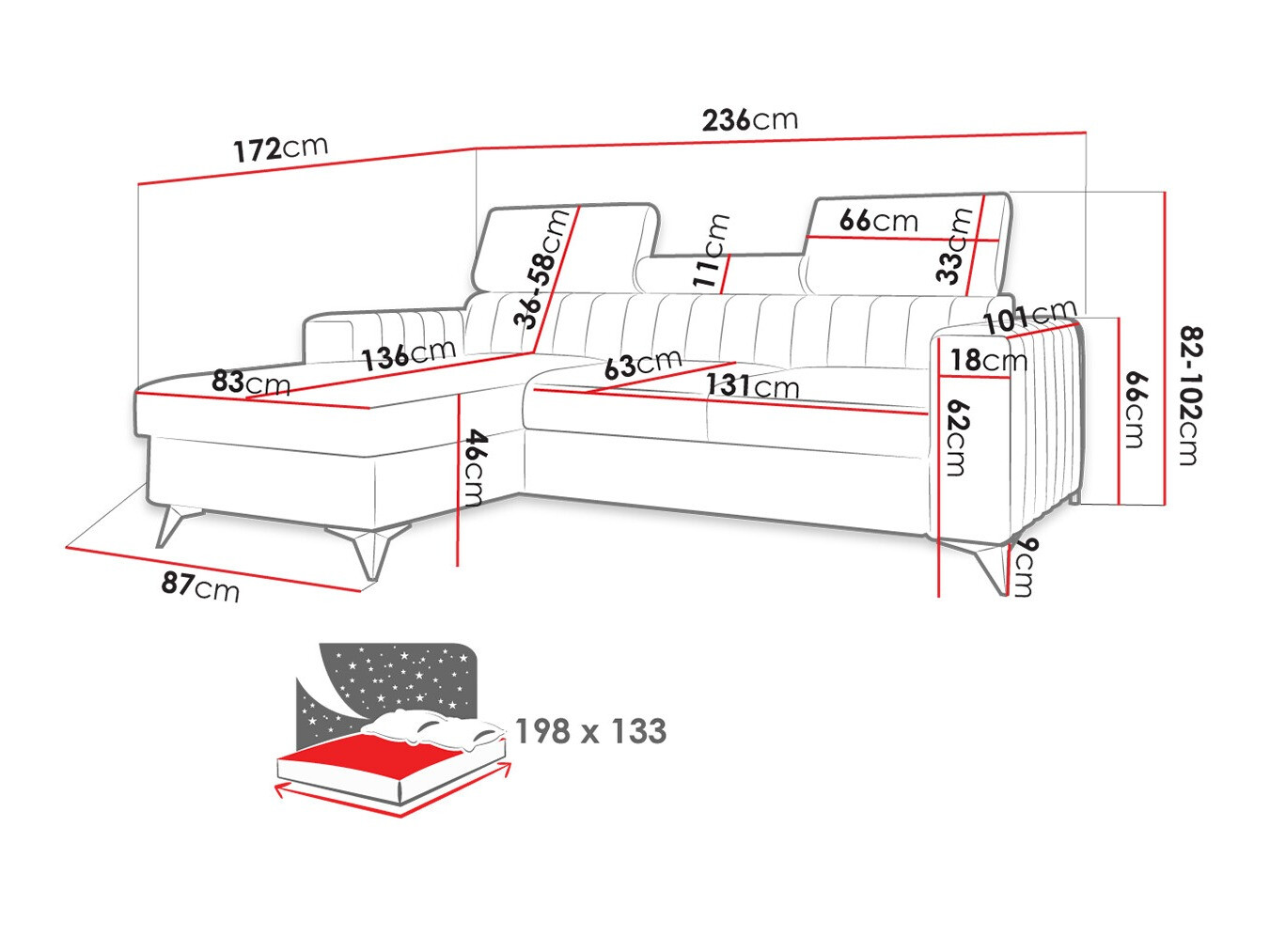 Corner sofa Columbus 191 (Poso 02)