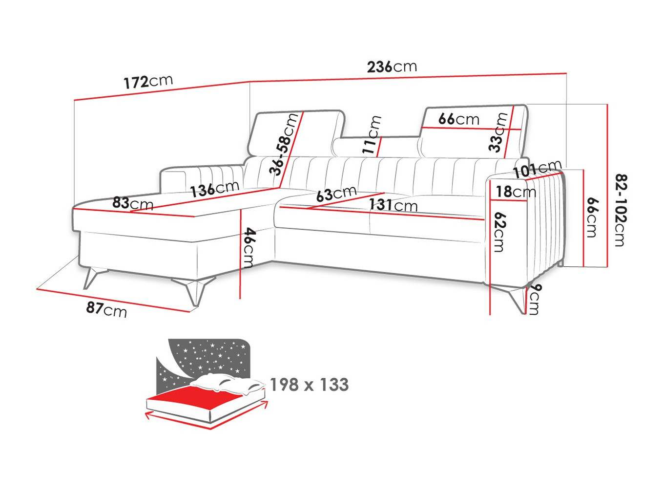 Corner sofa Columbus 191 (Poso 05)
