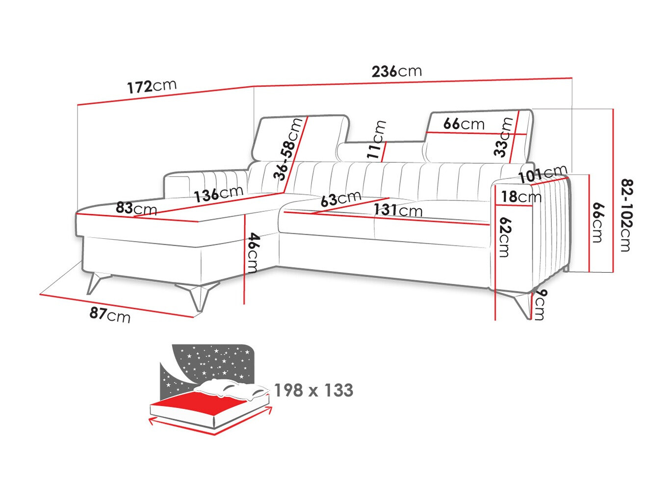 Corner sofa Columbus 191 (Poso 05)