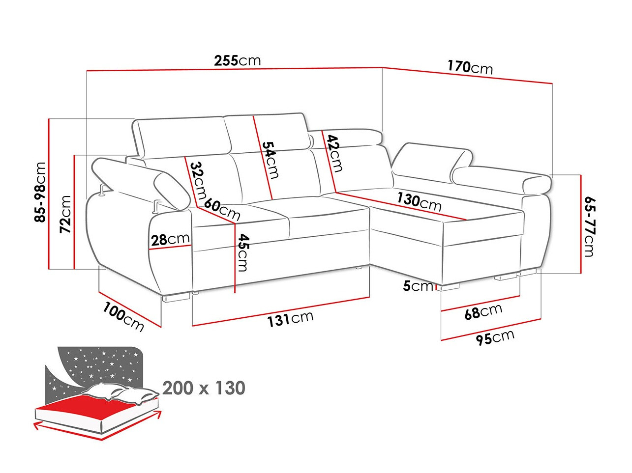 Corner sofa Columbus 192 (Poso 01)