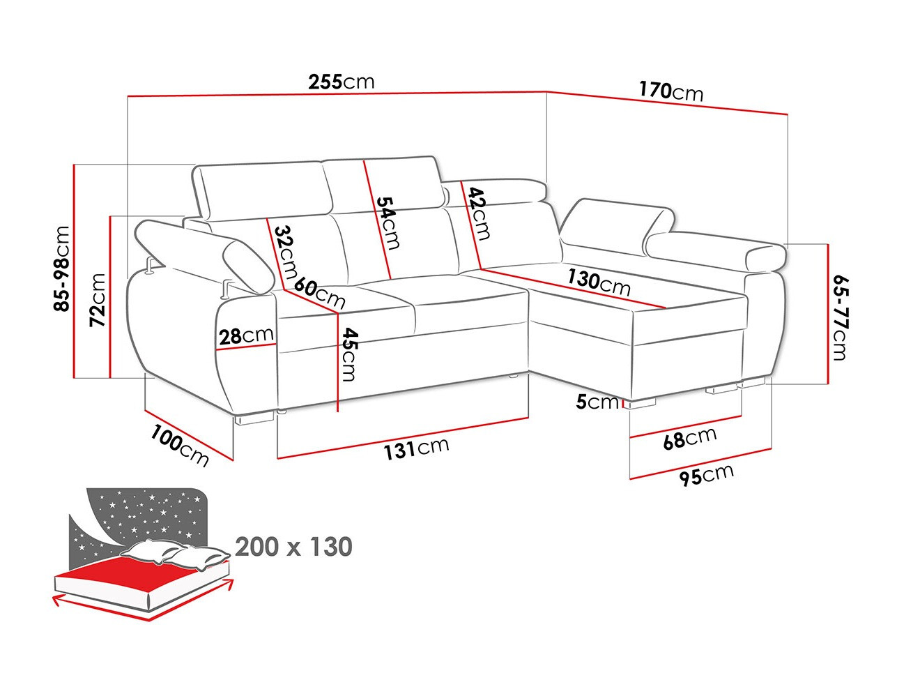 Corner sofa Columbus 192 (Poso 01)