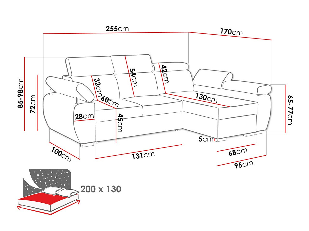 Corner sofa Columbus 192 (Poso 02)