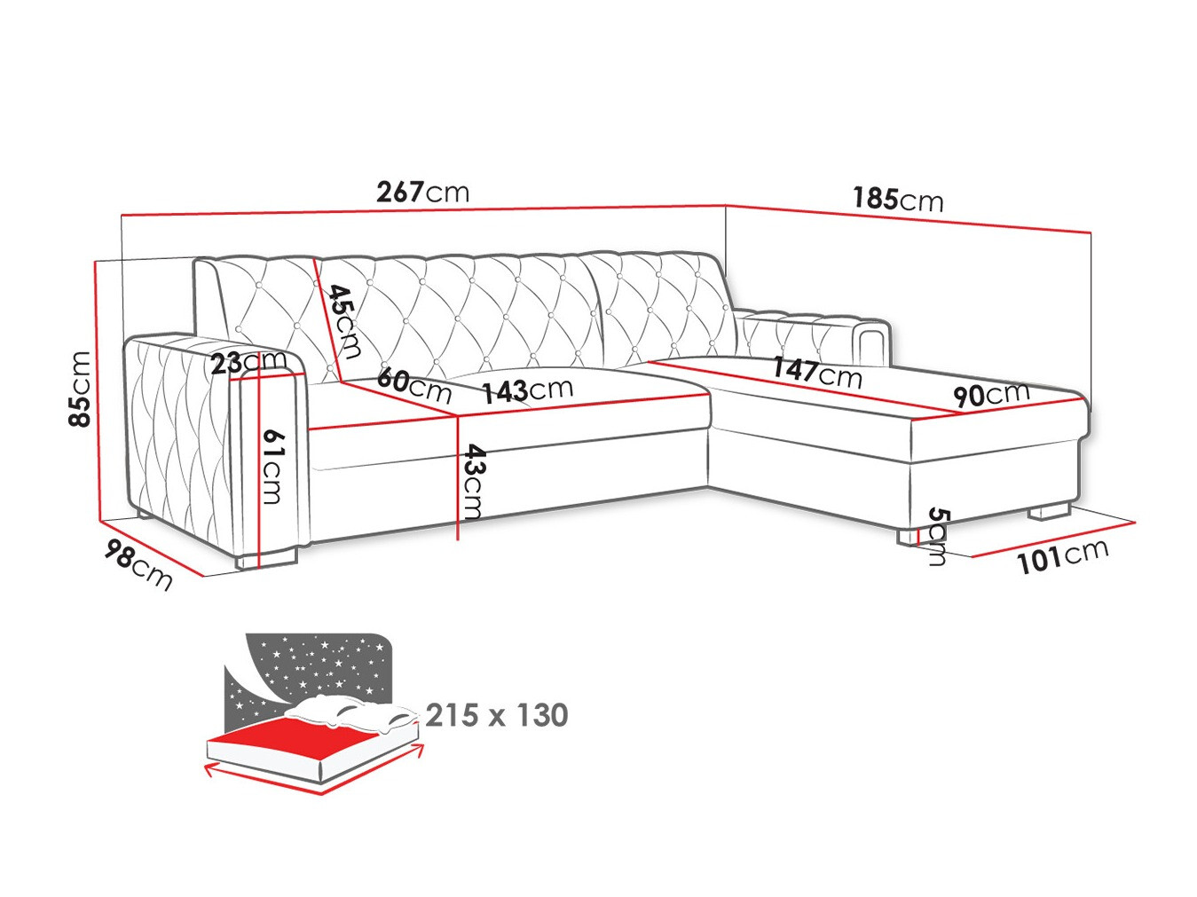 Corner sofa Columbus 203 (Kronos 19)