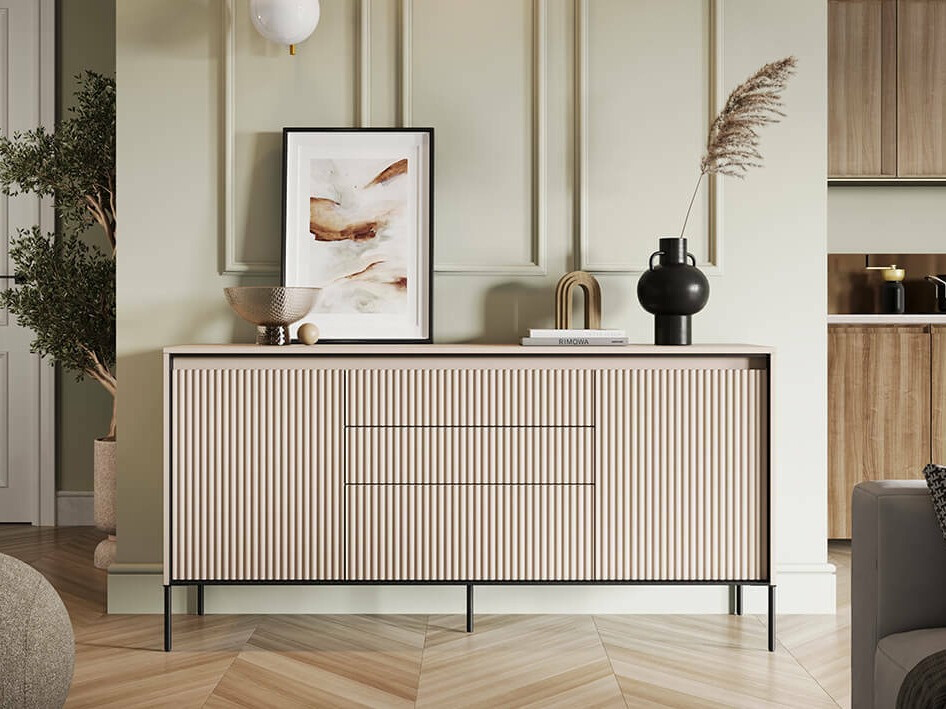 Chest of drawers Fernolu 100 (Beige + Black)