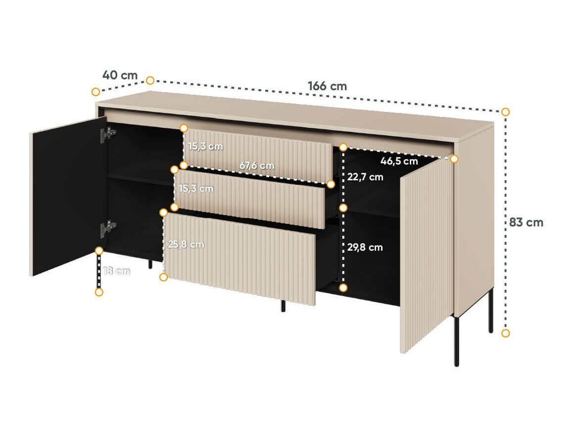 Chest of drawers Fernolu 100 (Beige + Black)