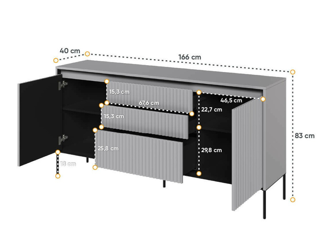 Chest of drawers Fernolu 100 (Grey + Black)