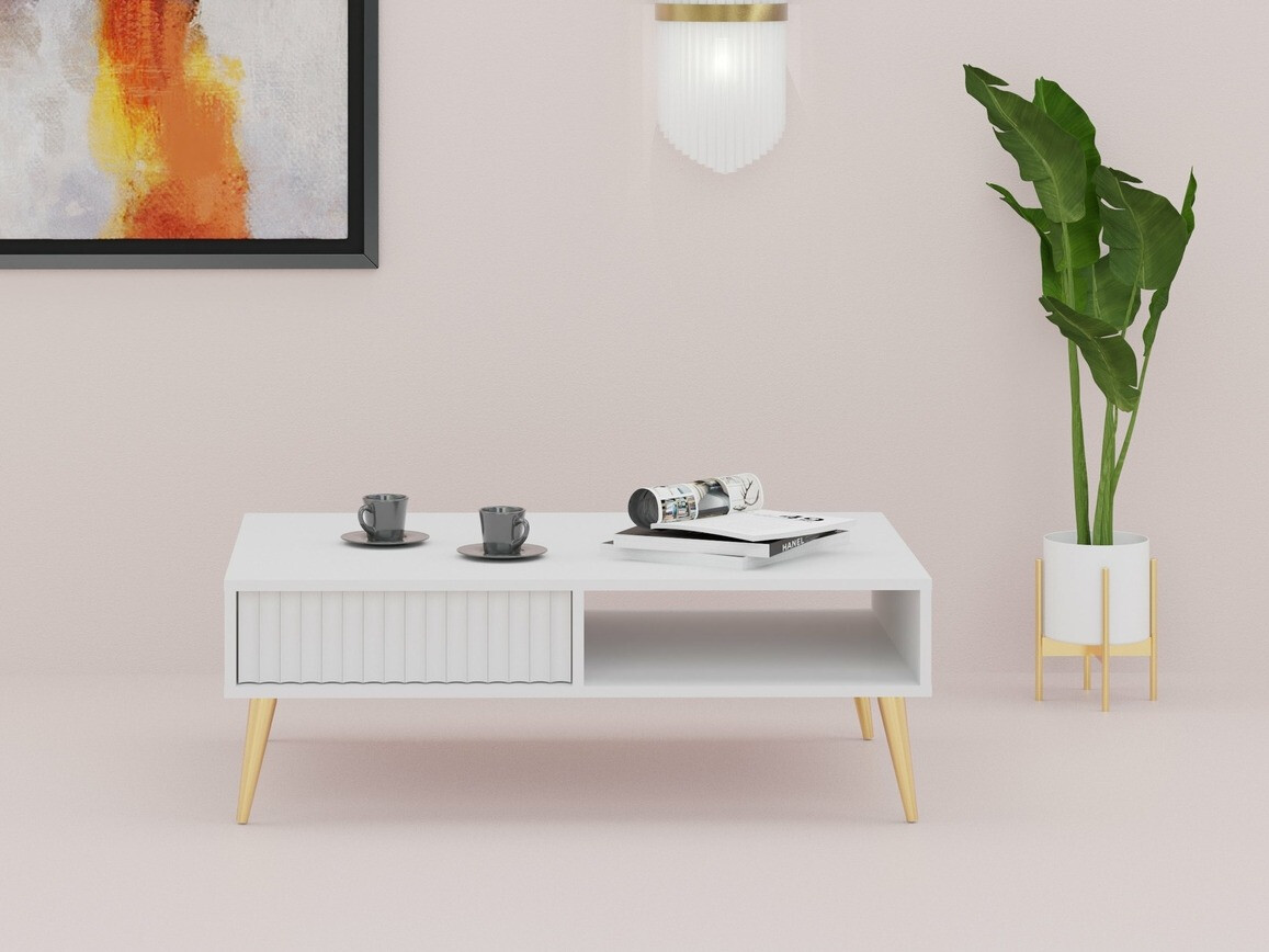 Coffee table Cirferi 103 (White + Golden)