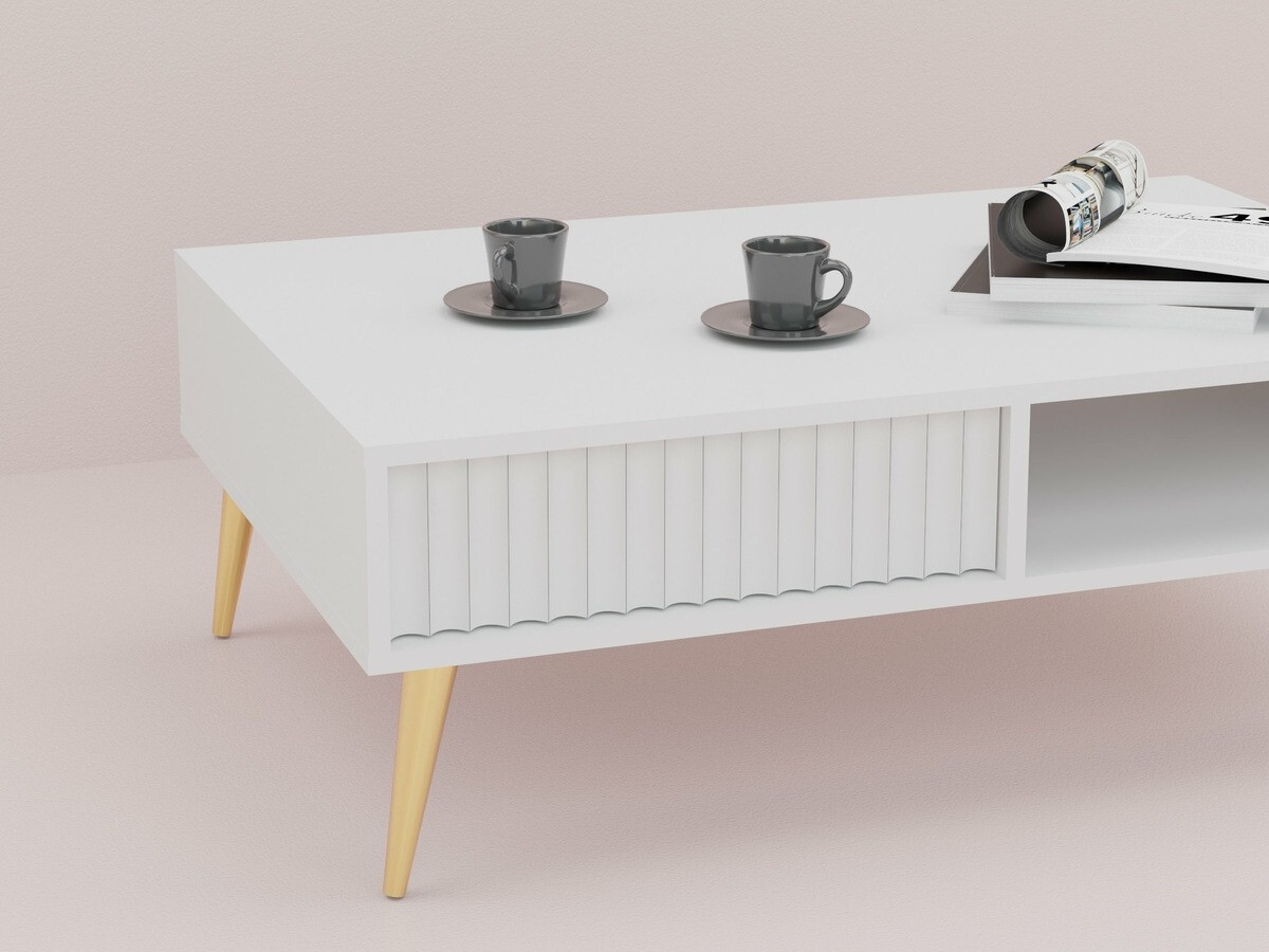 Coffee table Cirferi 103 (White + Golden)