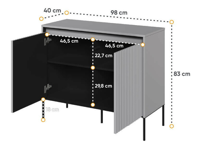 Sideboard Fernolu 101 (Grey + Black)