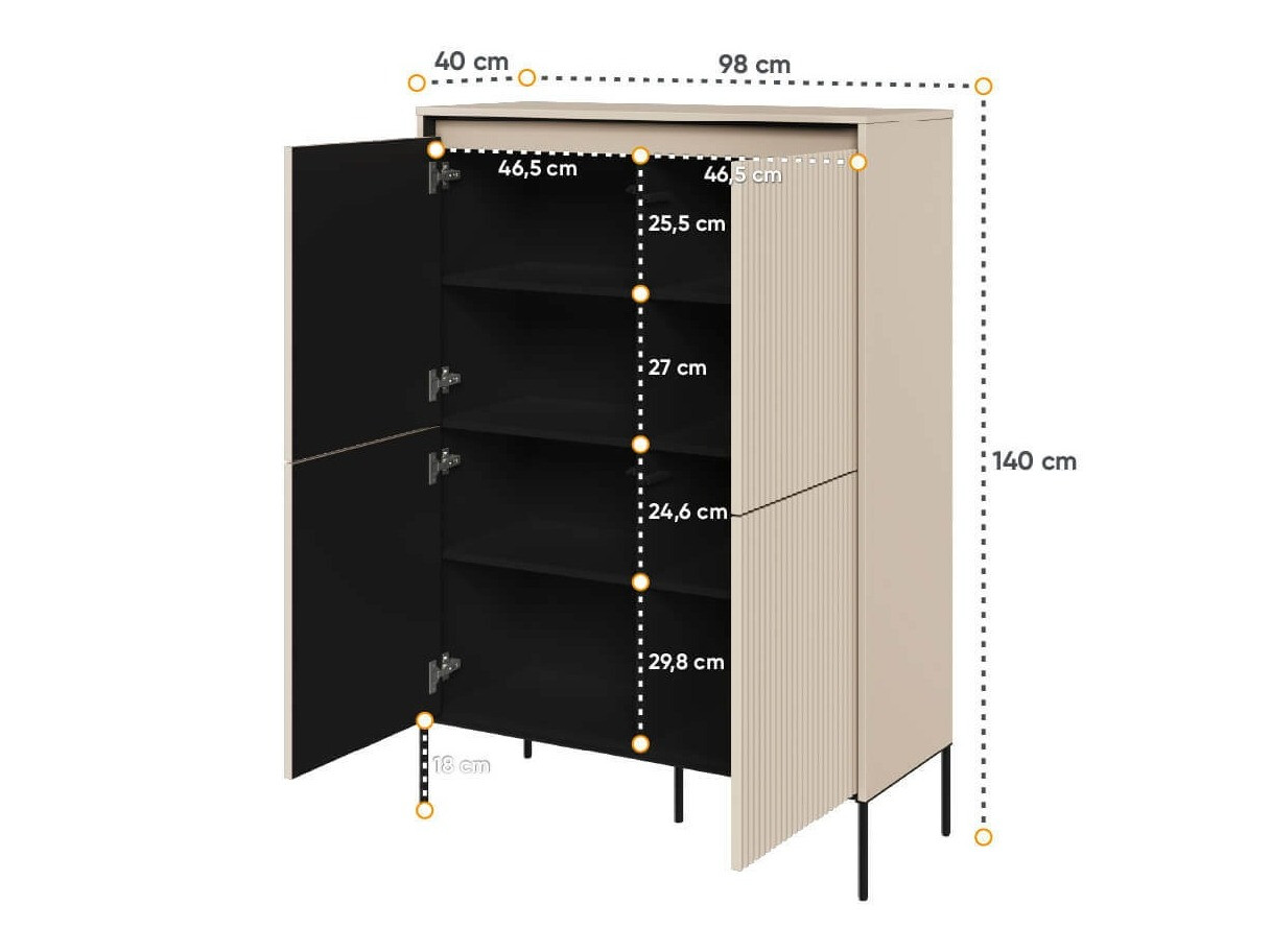 Sideboard Fernolu 102 (Beige + Black)