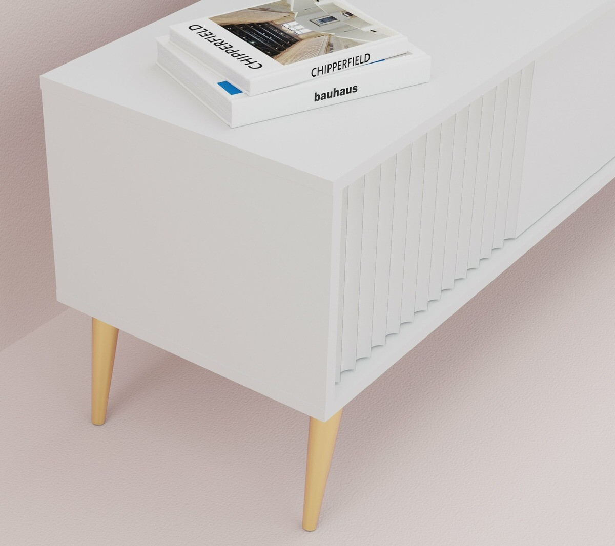 TV stand Cirferi 104 (White + Golden)