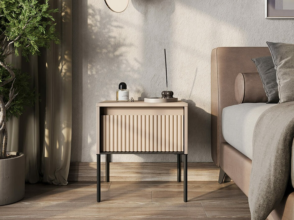 Bedside table Fernolu 111 (Beige + Black)