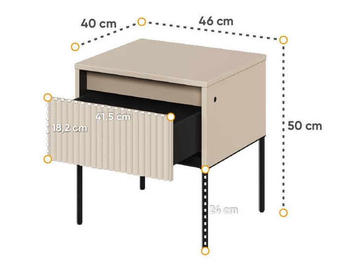 Bedside table Fernolu 111 (Beige + Black)