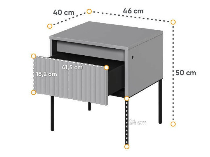 Bedside table Fernolu 111 (Grey + Black)