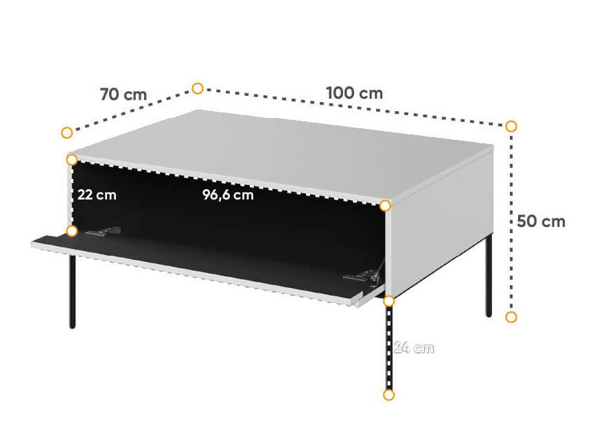 Coffee table Fernolu 110 (White + Black)