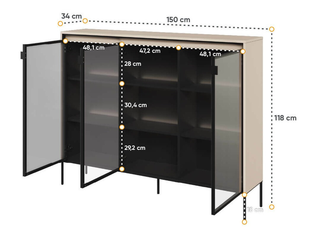 Sideboard Fernolu 108 (Beige + Black)
