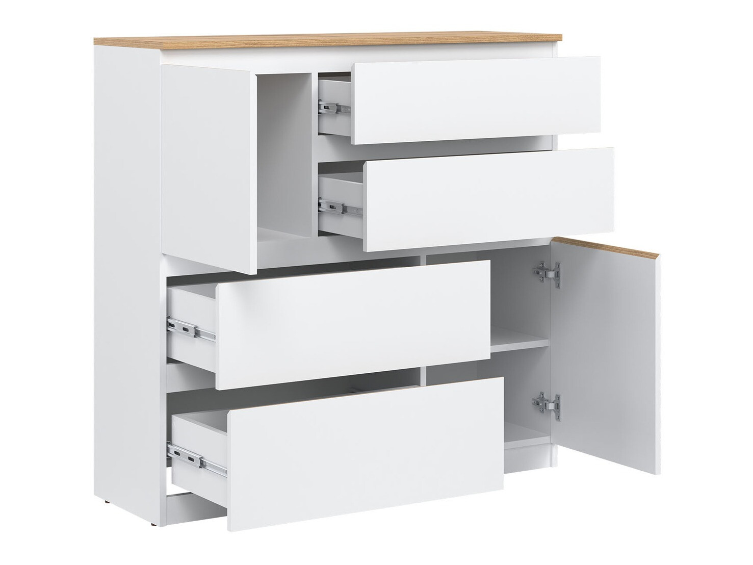 Chest of drawers Catelbi 105 (White + Oak)