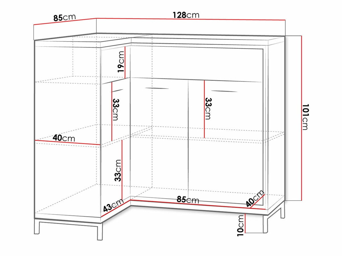 Corner chest of drawers Etrmoni 121 (Light wood + Oak)