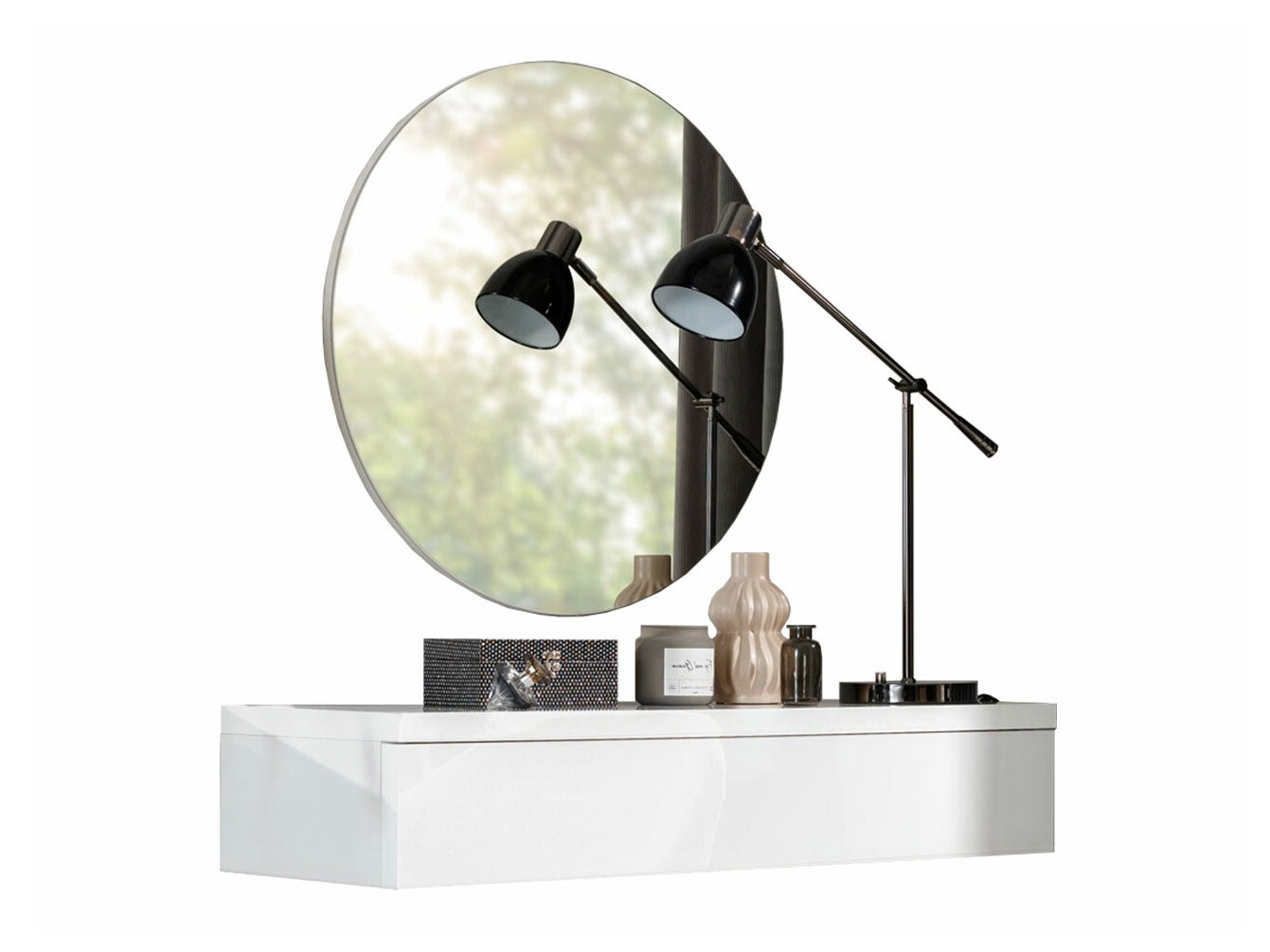 Dressing table Delpher I (White + Glossy white)