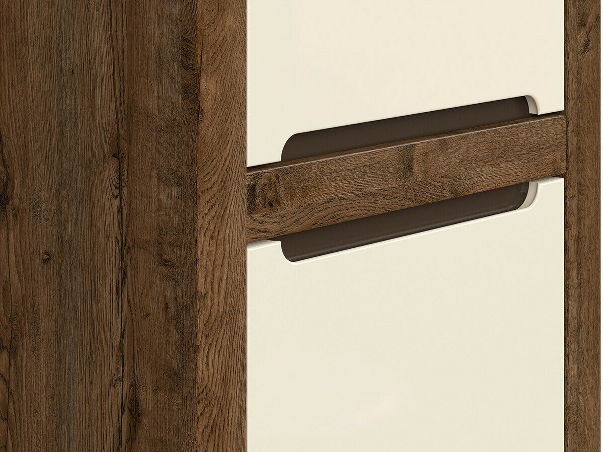 Bookcase Ophevaru 106 (Glossy cream + April oak)