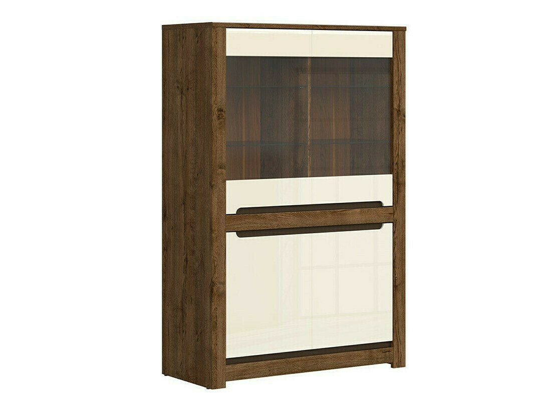 Bookcase Ophevaru 107 (Glossy cream + April oak)