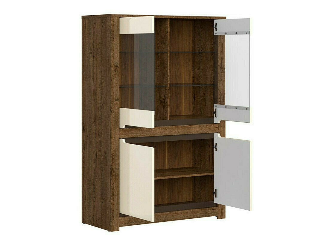 Bookcase Ophevaru 107 (Glossy cream + April oak)