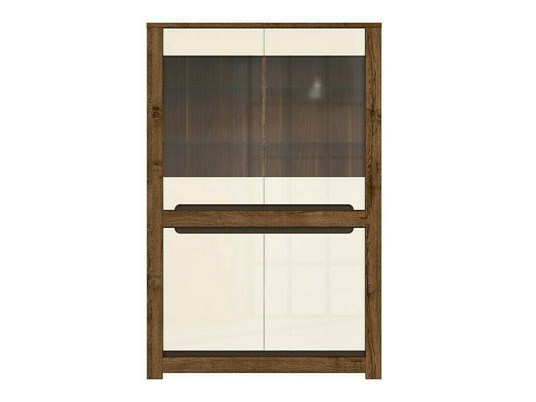 Bookcase Ophevaru 107 (Glossy cream + April oak)