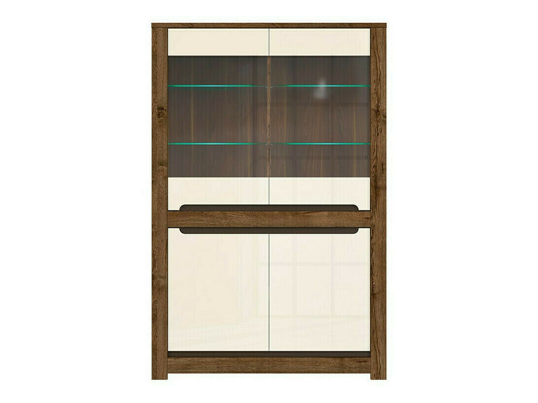 Bookcase Ophevaru 107 (Glossy cream + April oak)