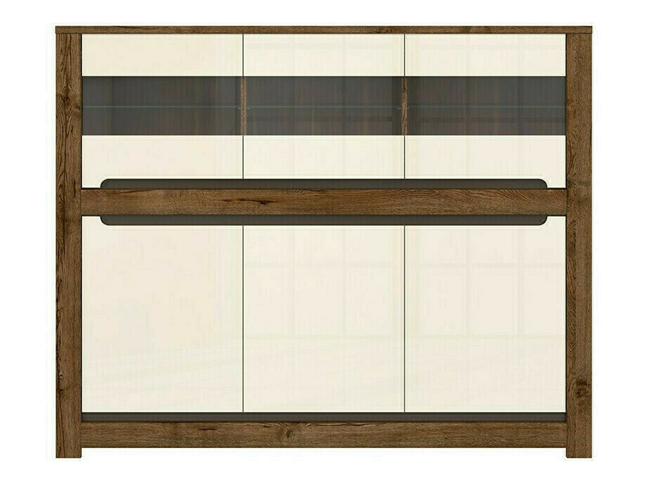 Sideboard Ophevaru 102 (Glossy cream + April oak)