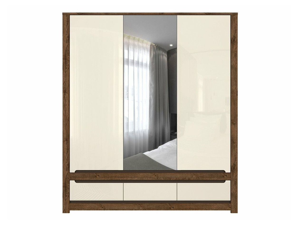 Wardrobe Ophevaru 114 (Glossy cream + April oak)