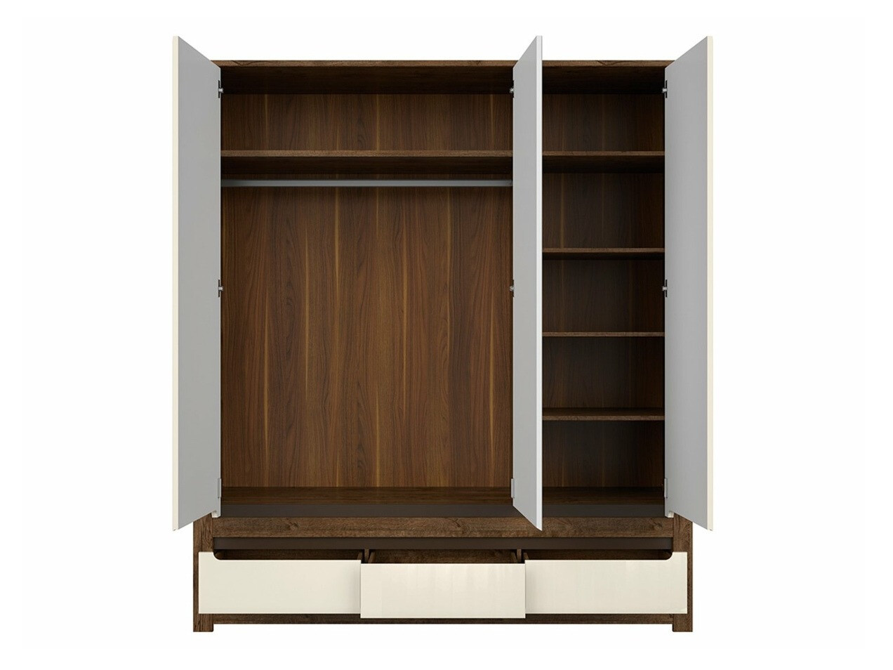 Wardrobe Ophevaru 114 (Glossy cream + April oak)