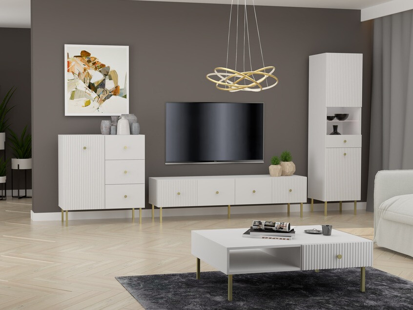 Chest of drawers Etliva 100 (White + Golden)