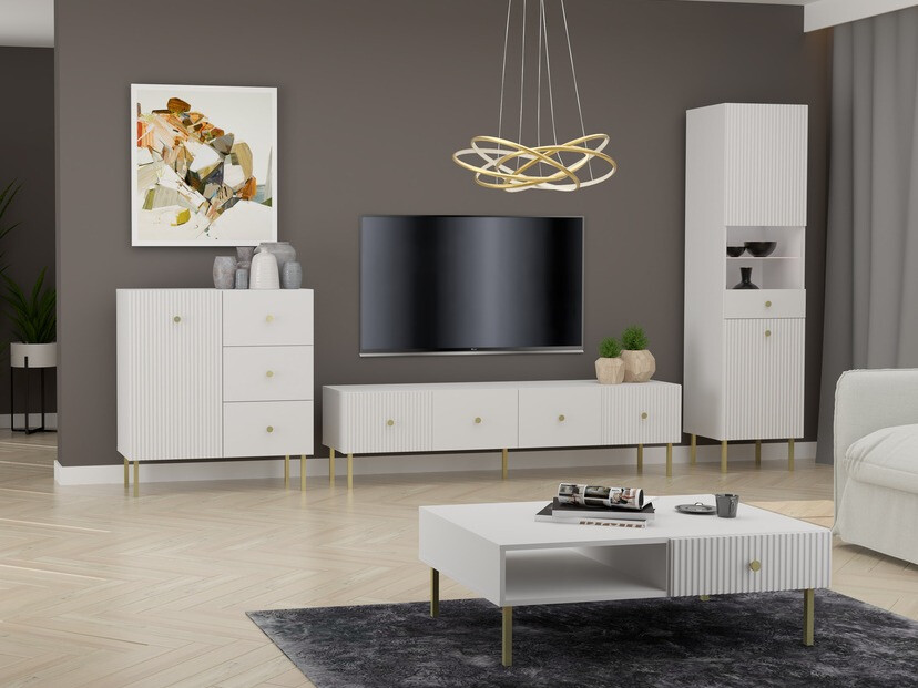 TV stand Etliva 105 (White + Golden)