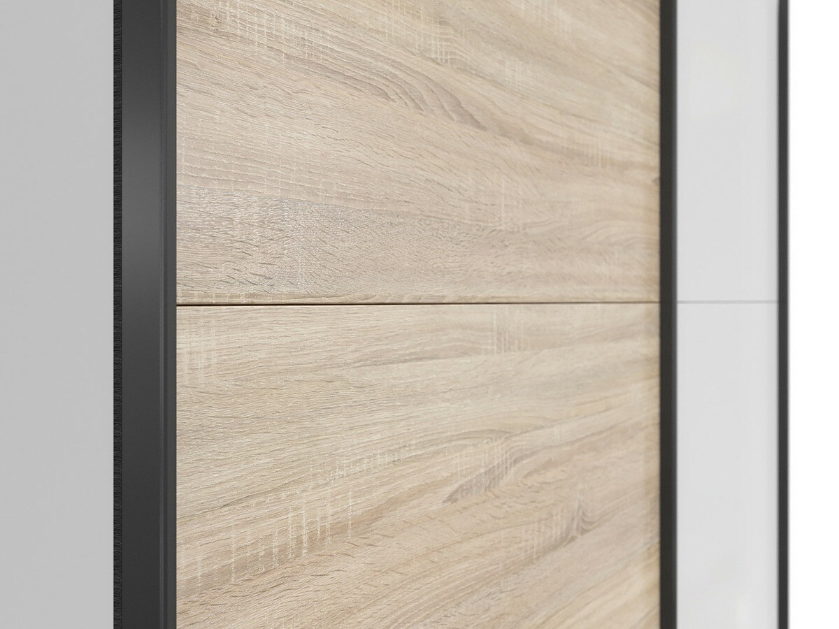 Wardrobe Livevaro 117 (Glossy white + Sonoma oak)