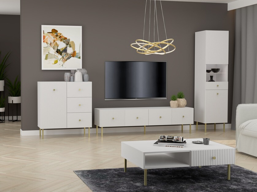 Bookcase Etliva 107 (White + Golden)