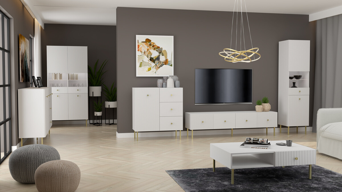 Bookcase Etliva 108 (White + Golden)